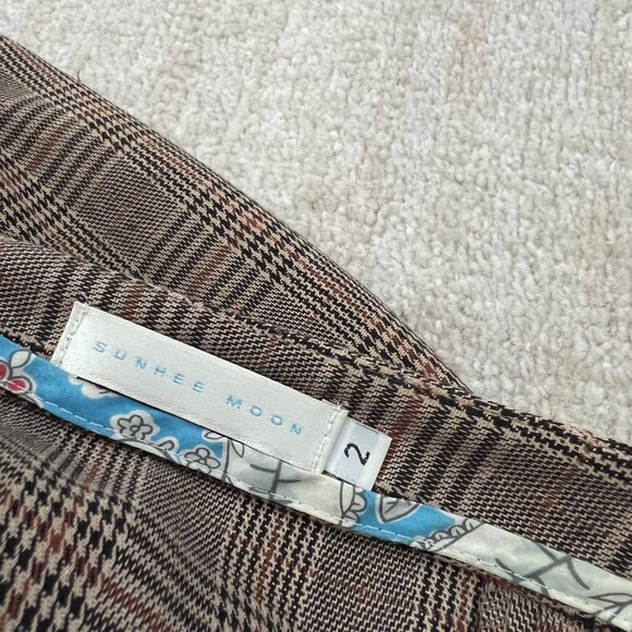 Sunhee Moon Cotton Plaid Midi Skirt 2 - Picture 2 of 9